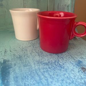 Set of 2 Fiestaware Fiesta red white mugs bundle